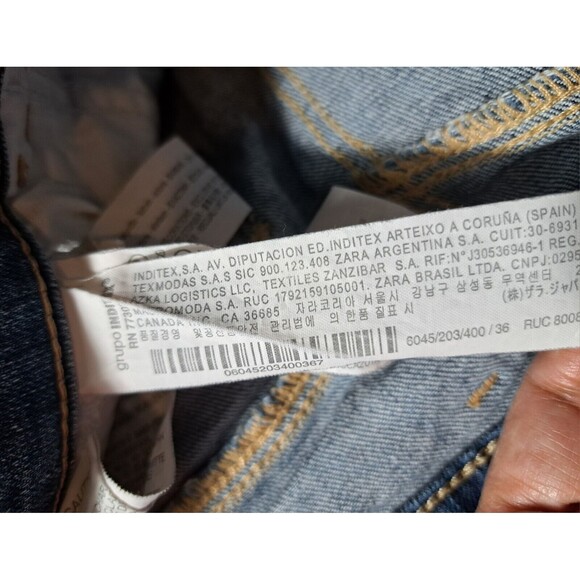 Zara Women's Blue Denim Shorts Medium Wash Distressed Frayed Size 4 - Picture 8 of 12